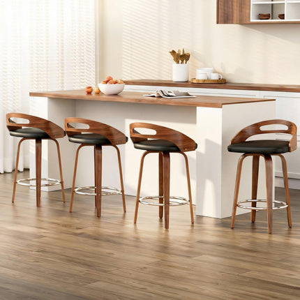 Artiss 4x Bar Stools Swivel Dining Chairs Low Back Counter Seat PU Cushion.