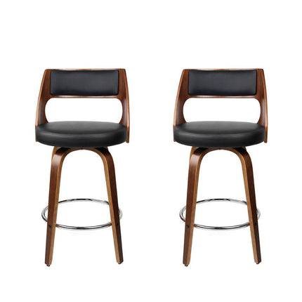 Artiss 2x Bar Stools Swivel Leather Chair 65cm.