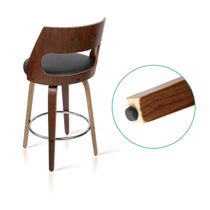 Artiss 2x Bar Stools Swivel Leather Chair 65cm.