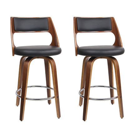 Artiss 2x Bar Stools Swivel Leather Chair 65cm.