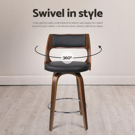 Artiss 4x Bar Stools Swivel Leather Chair 65cm.