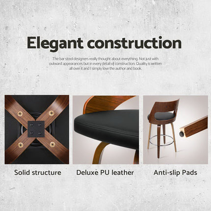 Artiss 4x Bar Stools Swivel Leather Chair 65cm.