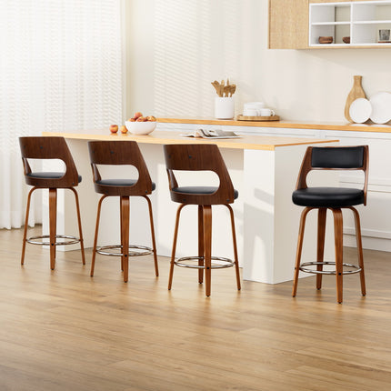 Artiss 4x Bar Stools Swivel Leather Chair 65cm.