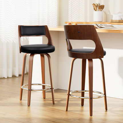 Artiss 2x Bar Stools Swivel Leather Chair 76cm.