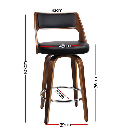 Artiss 2x Bar Stools Swivel Leather Chair 76cm.