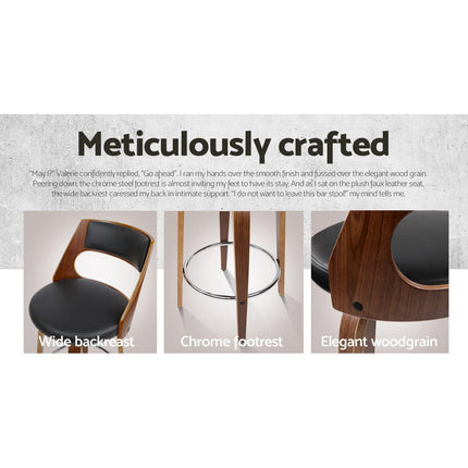 Artiss 2x Bar Stools Swivel Leather Chair 76cm.