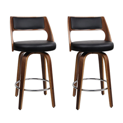 Artiss 2x Bar Stools Swivel Leather Chair 76cm.