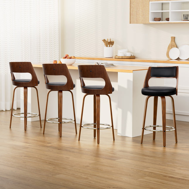 Artiss 4x Bar Stools Swivel Leather Chair 76cm.