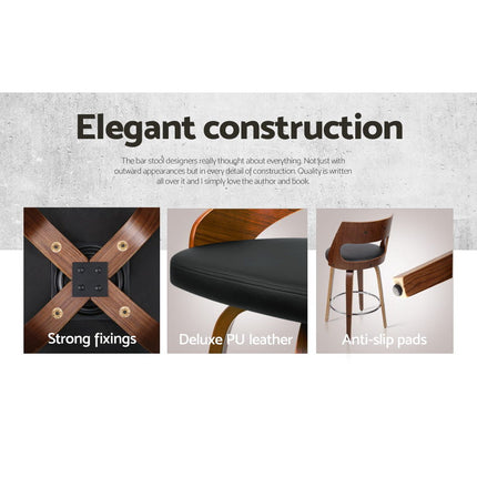 Artiss 4x Bar Stools Swivel Leather Chair 76cm.