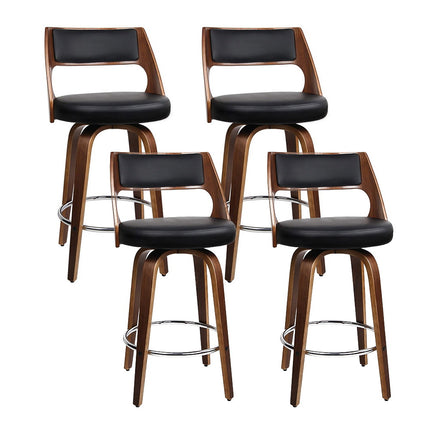 Artiss 4x Bar Stools Swivel Leather Chair 76cm.