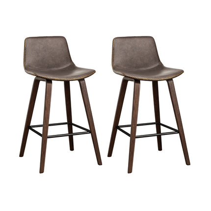 Artiss Bar Stools Kitchen Counter Barstools Leather Wooden Chairs x2.