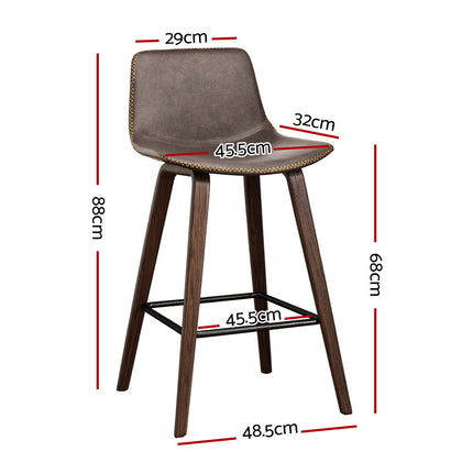 Artiss Bar Stools Kitchen Counter Barstools Leather Wooden Chairs x2.