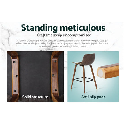 Artiss Bar Stools Kitchen Counter Barstools Leather Wooden Chairs x2.