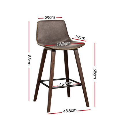Artiss 4x Bar Stools Vintage Leather Wooden.