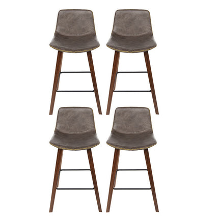 Artiss 4x Bar Stools Vintage Leather Wooden.