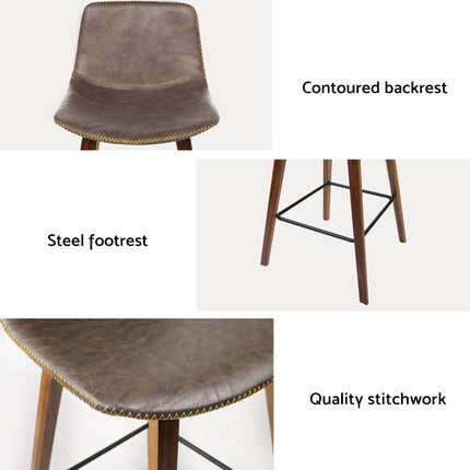 Artiss 4x Bar Stools Vintage Leather Wooden.