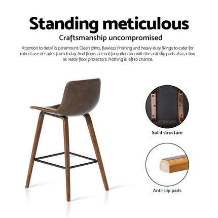 Artiss 4x Bar Stools Vintage Leather Wooden.