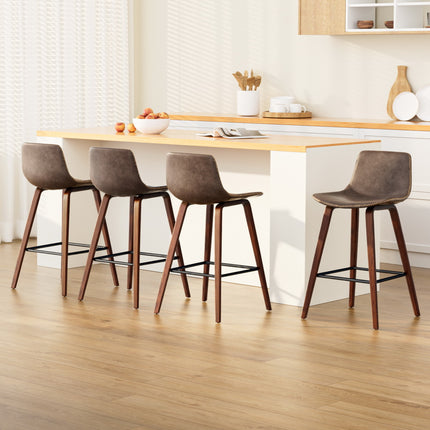Artiss 4x Bar Stools Vintage Leather Wooden.