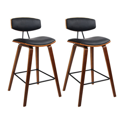 Artiss 2x Bar Stools Leather Padded w/Backrest.