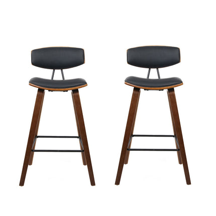 Artiss 2x Bar Stools Leather Padded w/Backrest.