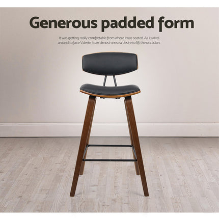 Artiss 2x Bar Stools Leather Padded w/Backrest.