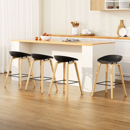 4x Artiss Bar Stools Kitchen Counter Stool Dining Chairs Wooden Black.