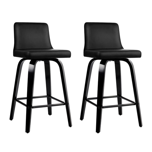Artiss Bar Stools Kitchen Leather Barstools Swivel Wooden Chairs X2.