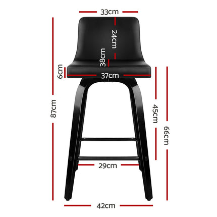 Artiss Bar Stools Kitchen Leather Barstools Swivel Wooden Chairs X2.