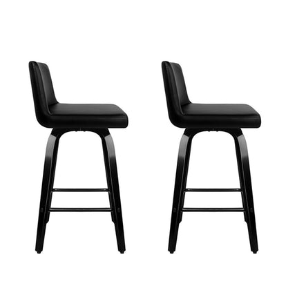 Artiss Bar Stools Kitchen Leather Barstools Swivel Wooden Chairs X2.
