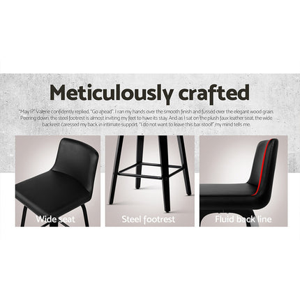 Artiss Bar Stools Kitchen Leather Barstools Swivel Wooden Chairs X2.
