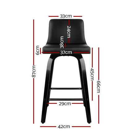 Artiss Bar Stools Kitchen Leather Barstools Swivel Wooden Chairs X4.