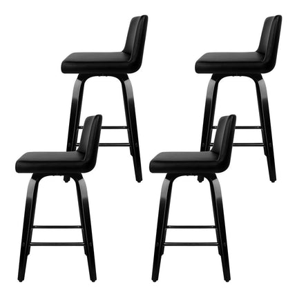 Artiss Bar Stools Kitchen Leather Barstools Swivel Wooden Chairs X4.