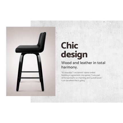 Artiss Bar Stools Kitchen Leather Barstools Swivel Wooden Chairs X4.