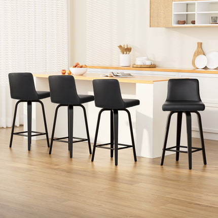 Artiss Bar Stools Kitchen Leather Barstools Swivel Wooden Chairs X4.