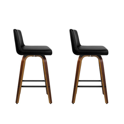 Artiss 2x Bar Stools Swivel Leather Padded Wooden.