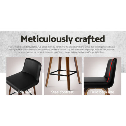 Artiss 2x Bar Stools Swivel Leather Padded Wooden.