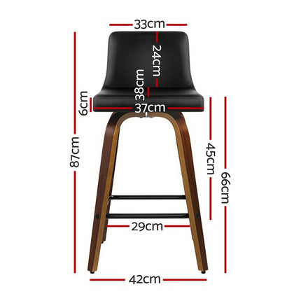 Artiss 4x Bar Stools Swivel Leather Padded Wooden.