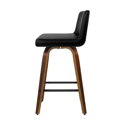 Artiss 4x Bar Stools Swivel Leather Padded Wooden.