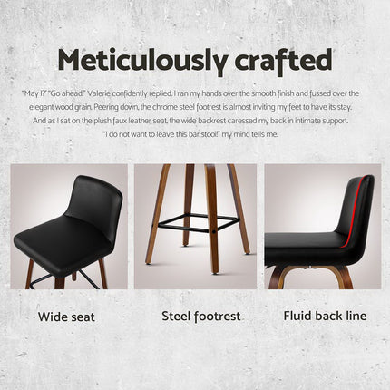 Artiss 4x Bar Stools Swivel Leather Padded Wooden.