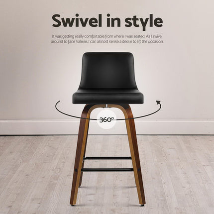Artiss 4x Bar Stools Swivel Leather Padded Wooden.
