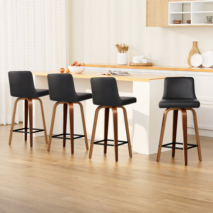 Artiss 4x Bar Stools Swivel Leather Padded Wooden.
