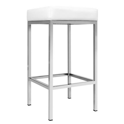 Artiss 2x Bar Stools Leather Padded Metal White.