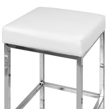 Artiss 2x Bar Stools Leather Padded Metal White.