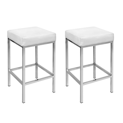 Artiss 2x Bar Stools Leather Padded Metal White.