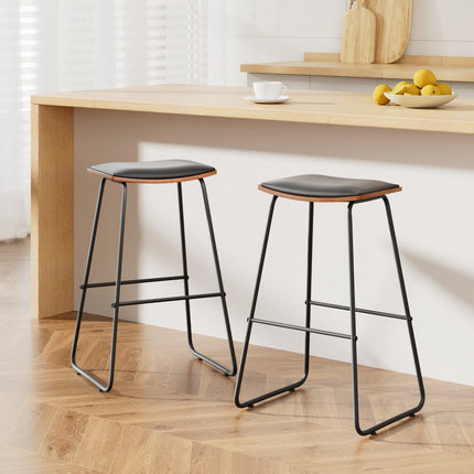 Artiss Bar Stools Kitchen Counter Stools Metal Chairs x2.