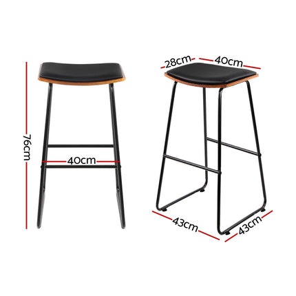 Artiss Bar Stools Kitchen Counter Stools Metal Chairs x2.