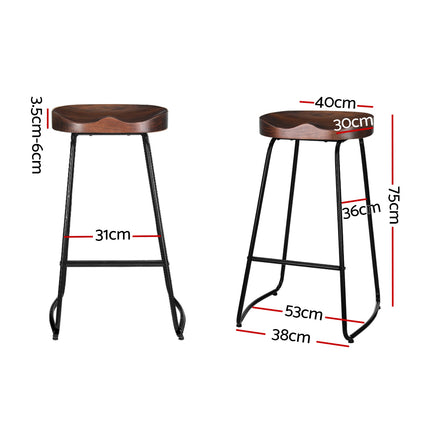 Artiss 2x Bar Stools Tractor Seat 75cm Black.