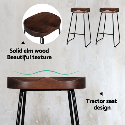 Artiss 2x Bar Stools Tractor Seat 75cm Black.