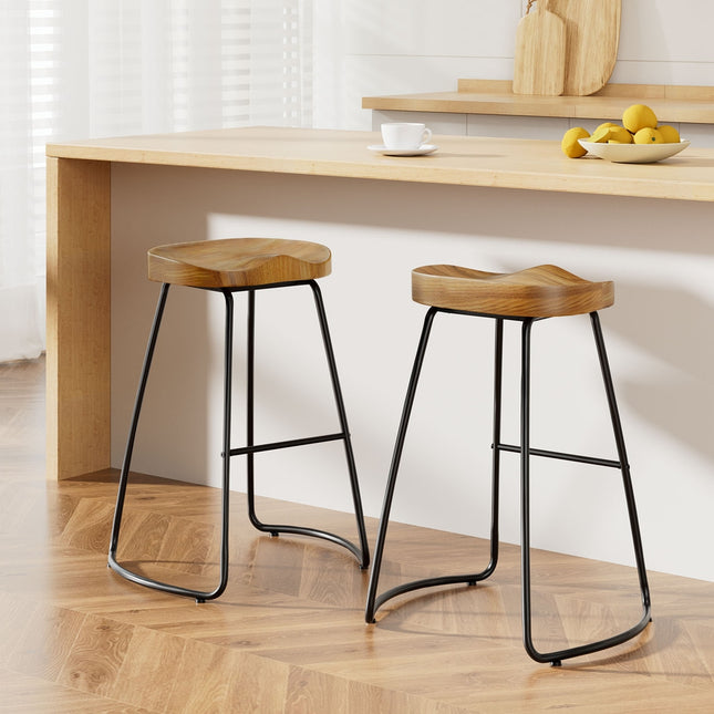 Artiss 2x Bar Stools Tractor Seat 65cm Wooden.