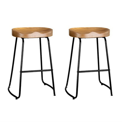 Artiss 2x Bar Stools Tractor Seat 65cm Wooden.